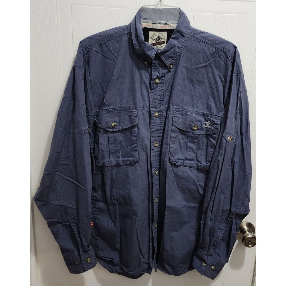 Winchester‎ Blue Roll Up Long Sleeve Button Down Shirt Shooting Hunting Size L